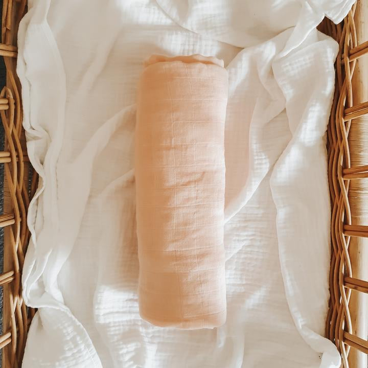 Classic Bamboo Cotton Swaddle - Blush