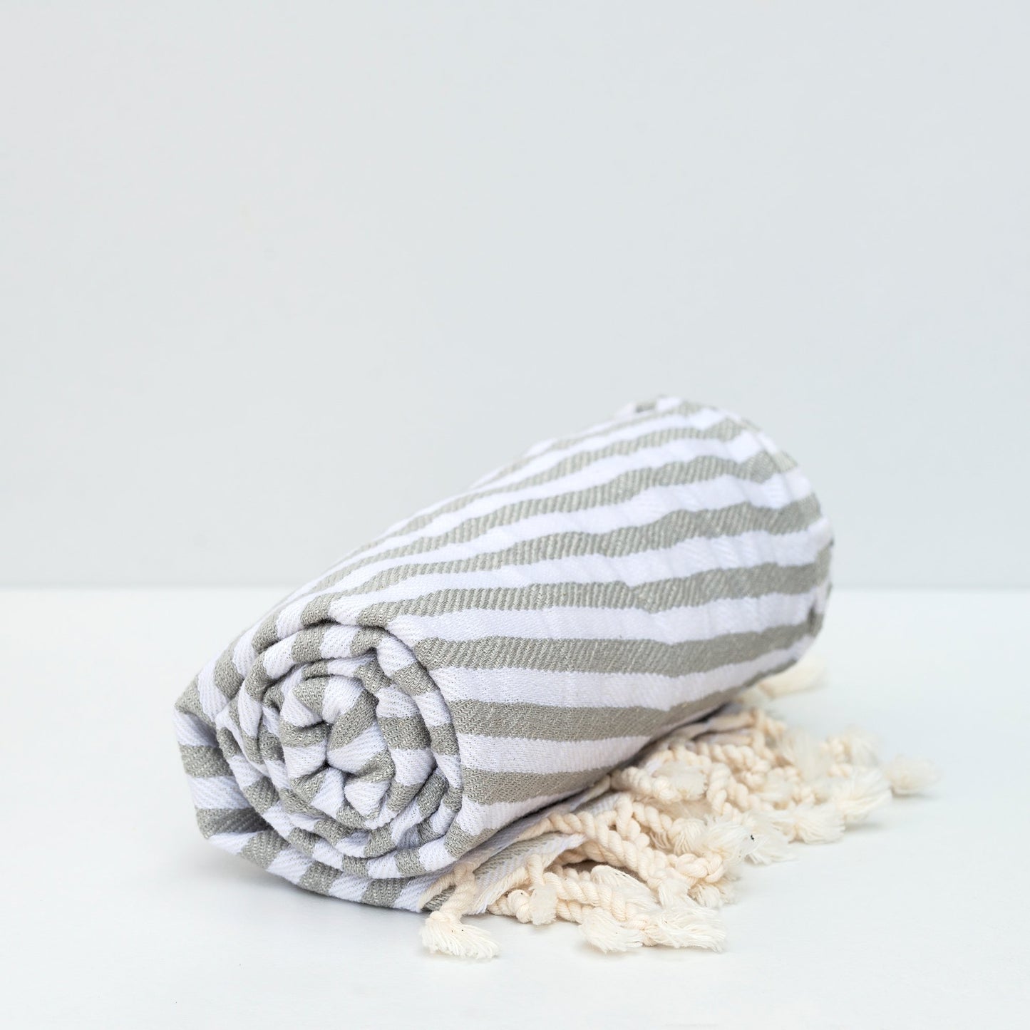 Turkish Towel - Grey and White Stripe