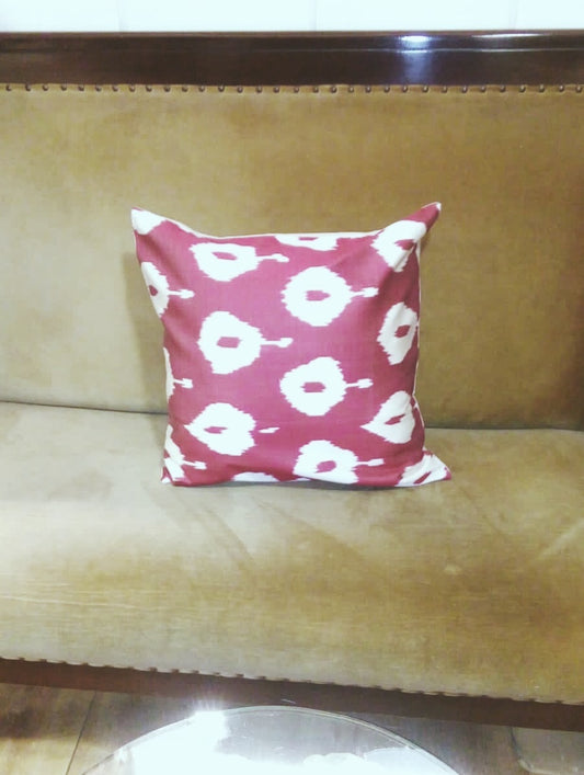 Silk Ikat Cushion Cover - Red Berry