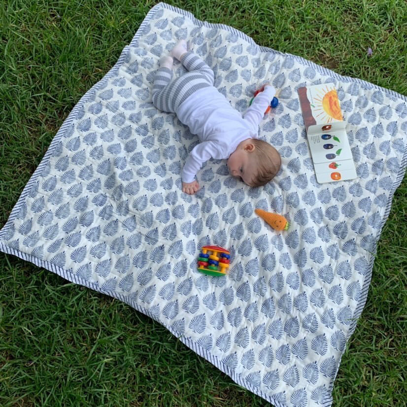 MILA Baby Quilt - Blue elm