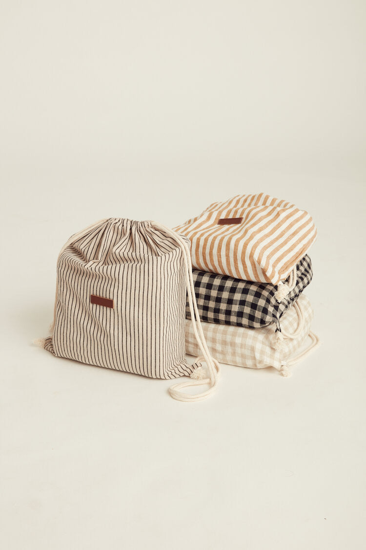 Toffee Stripe Linen Picnic Rug