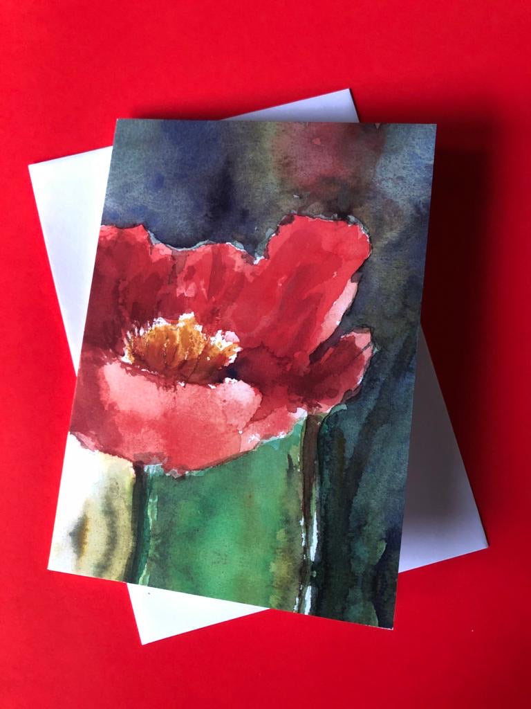 Original watercolour print card - single large