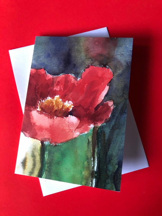 Original watercolour print card - single large