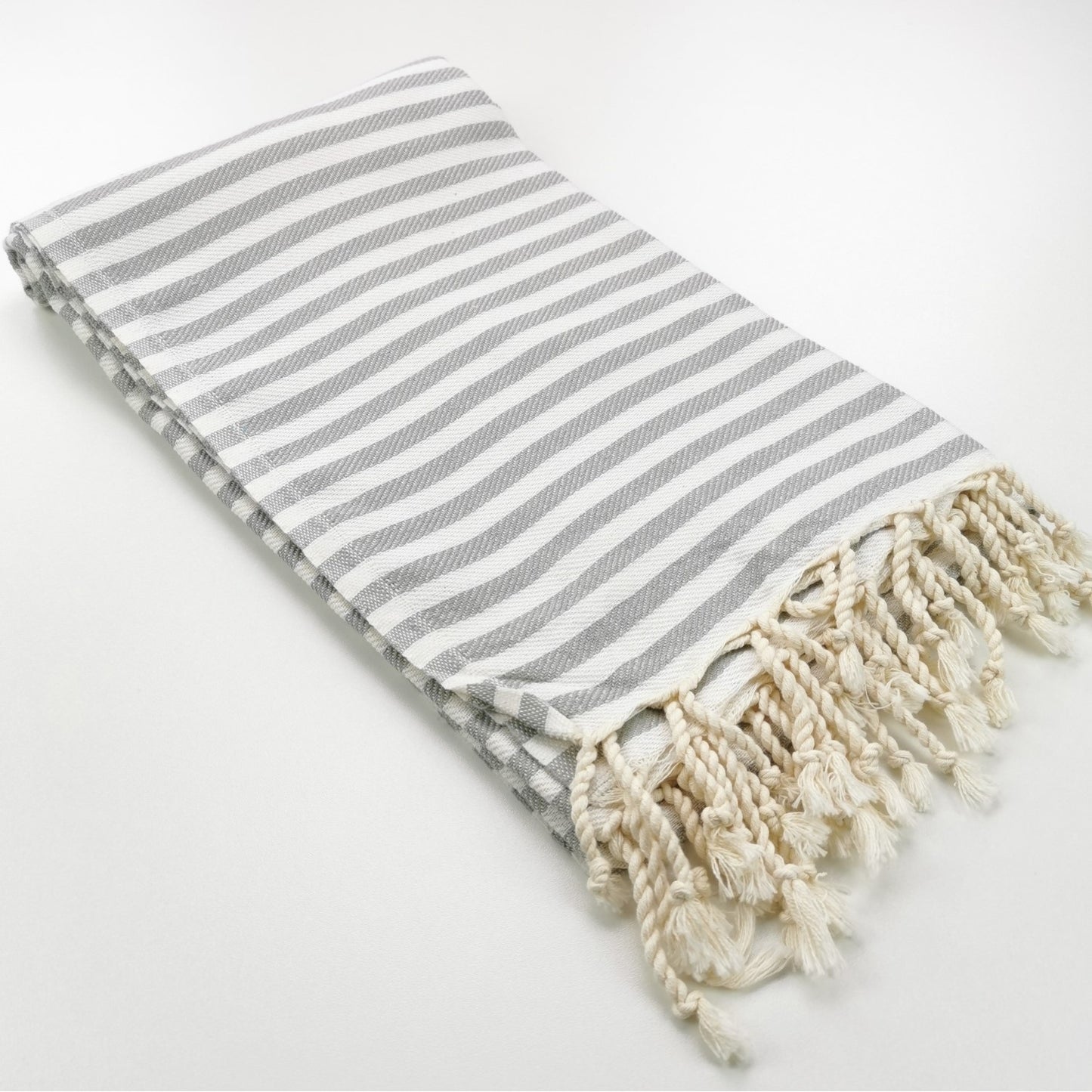 Turkish Towel - Grey and White Stripe