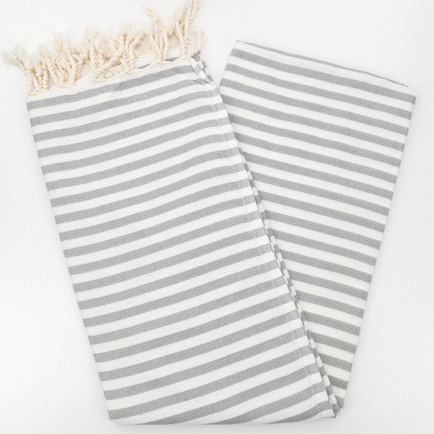 Turkish Towel - Grey and White Stripe