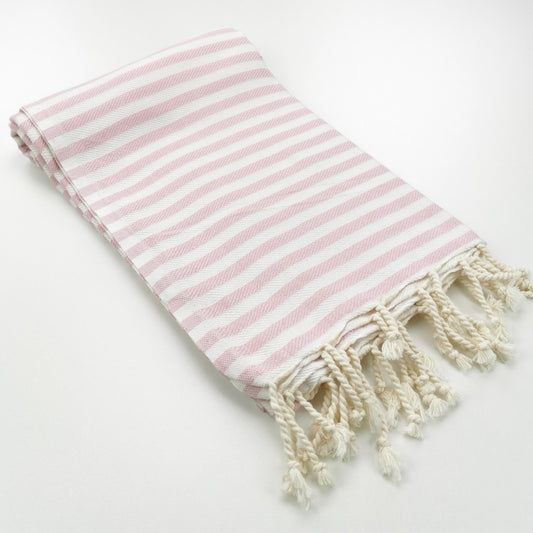 Turkish Towel - Light Pink and White Stripe